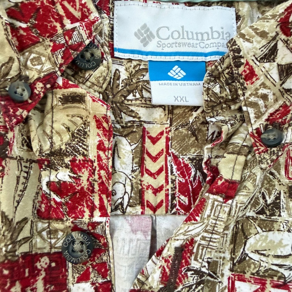 Columbia Sportswear Button Down Shirt Mens XXL Aloha Hawaiian Fish Graphic - Picture 3 of 7